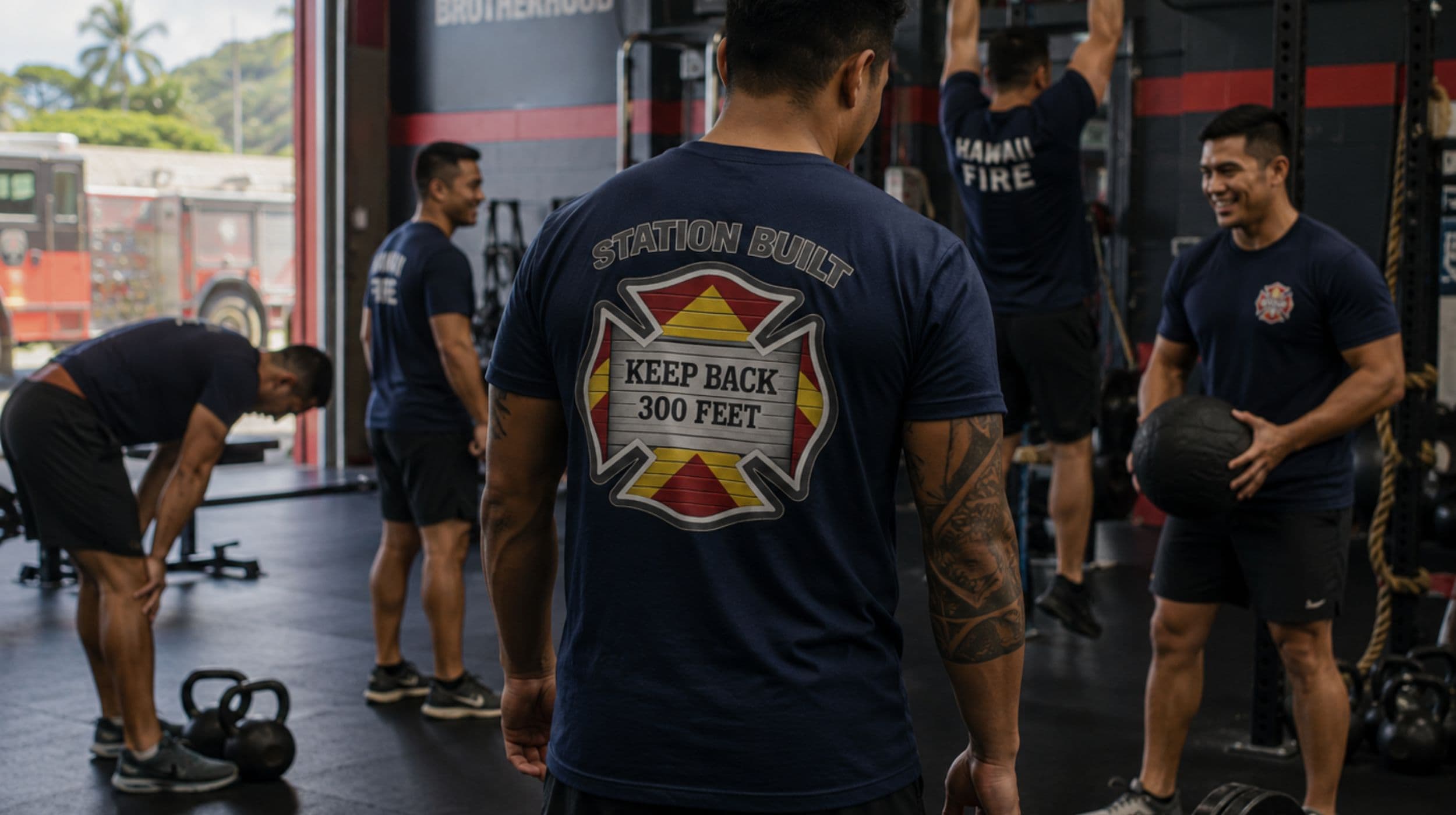 Hawaiʻi fire crew training together between calls