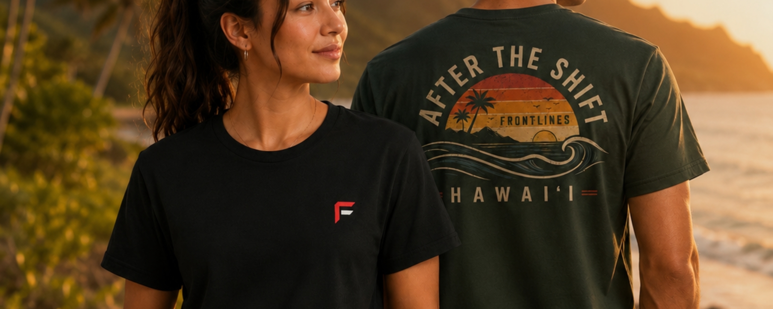 Frontlines Essentials worn on the coast of Hawaiʻi